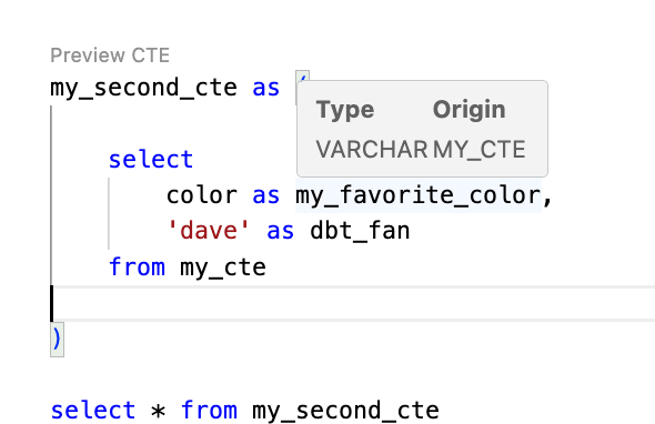 Sample column details